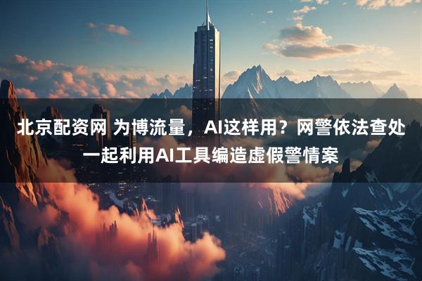 北京配资网 为博流量，AI这样用？网警依法查处一起利用AI工具编造虚假警情案