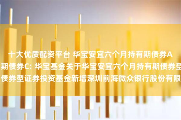十大优质配资平台 华宝安宜六个月持有期债券A,华宝安宜六个月持有期债券C: 华宝基金关于华宝安宜六个月持有期债券型证券投资基金新增深圳前海微众银行股份有限公司为代销机构的通知